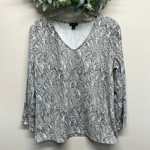 Ann Taylor Reptile Snake Print V-Neck Blouse M - Picture 1 of 12
